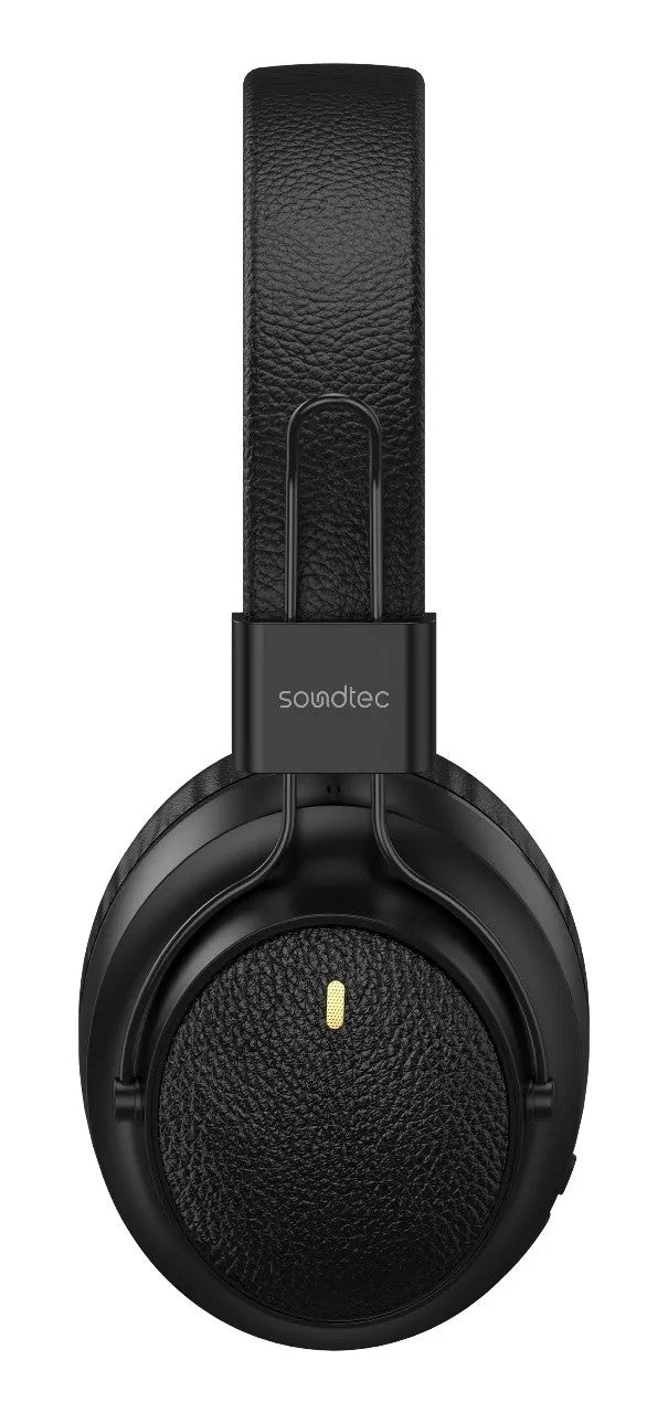 {PDSTCYZ18BK} Porodo Soundtec 400mAh Bluetooth Headphone With Leather Finish - Black