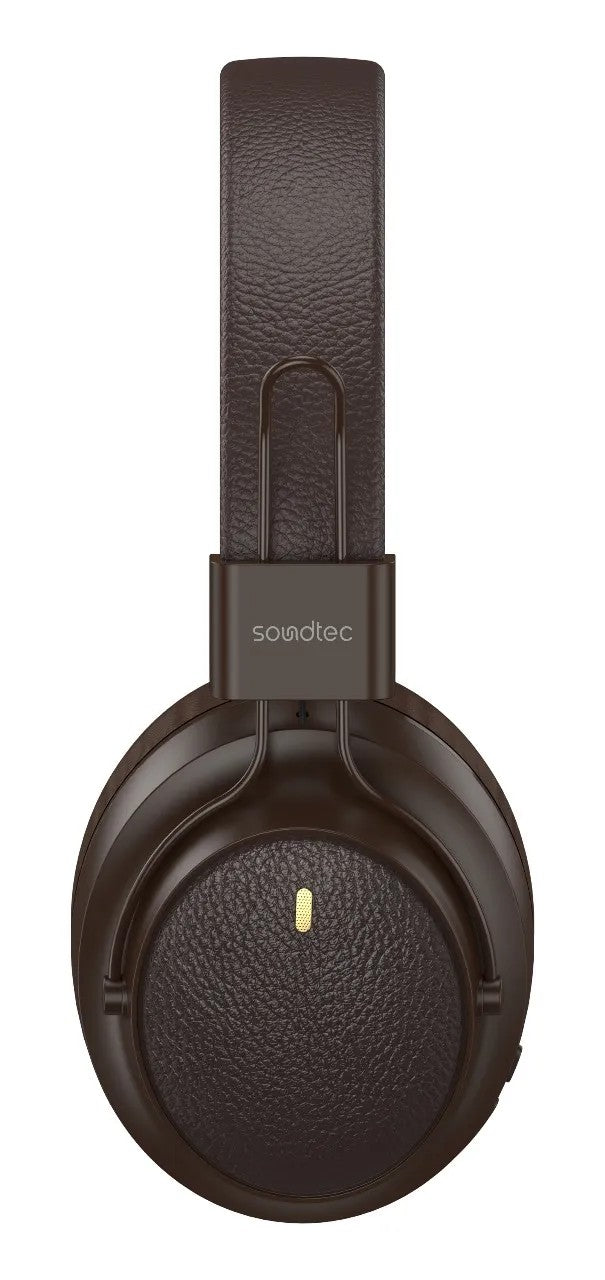 {PDSTCYZ18BR} Porodo Soundtec 400mAh Bluetooth Headphone With Leather Finish - Brown
