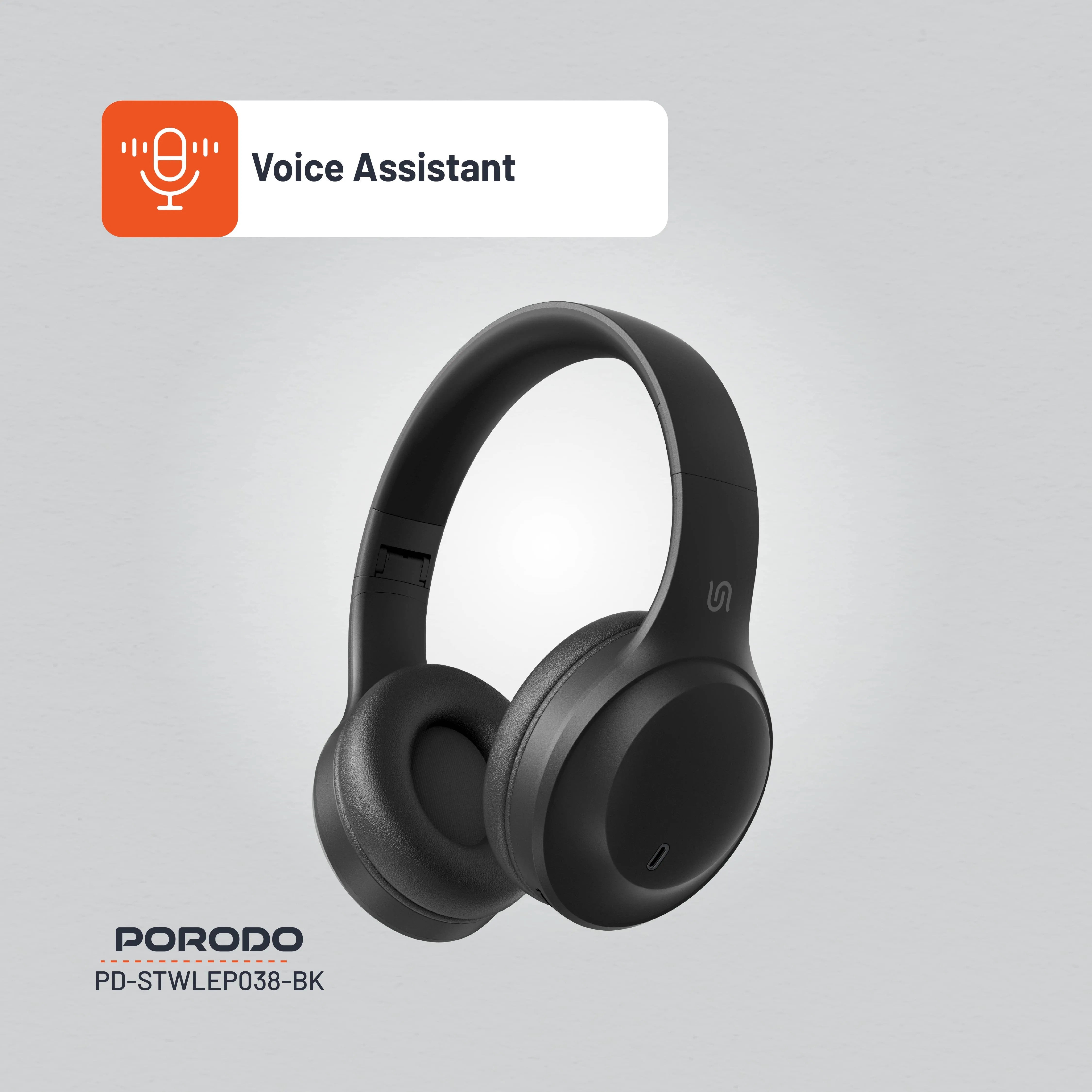 {PDSTWLEP038BK} Porodo Soundtec Wireless Headphones - Black