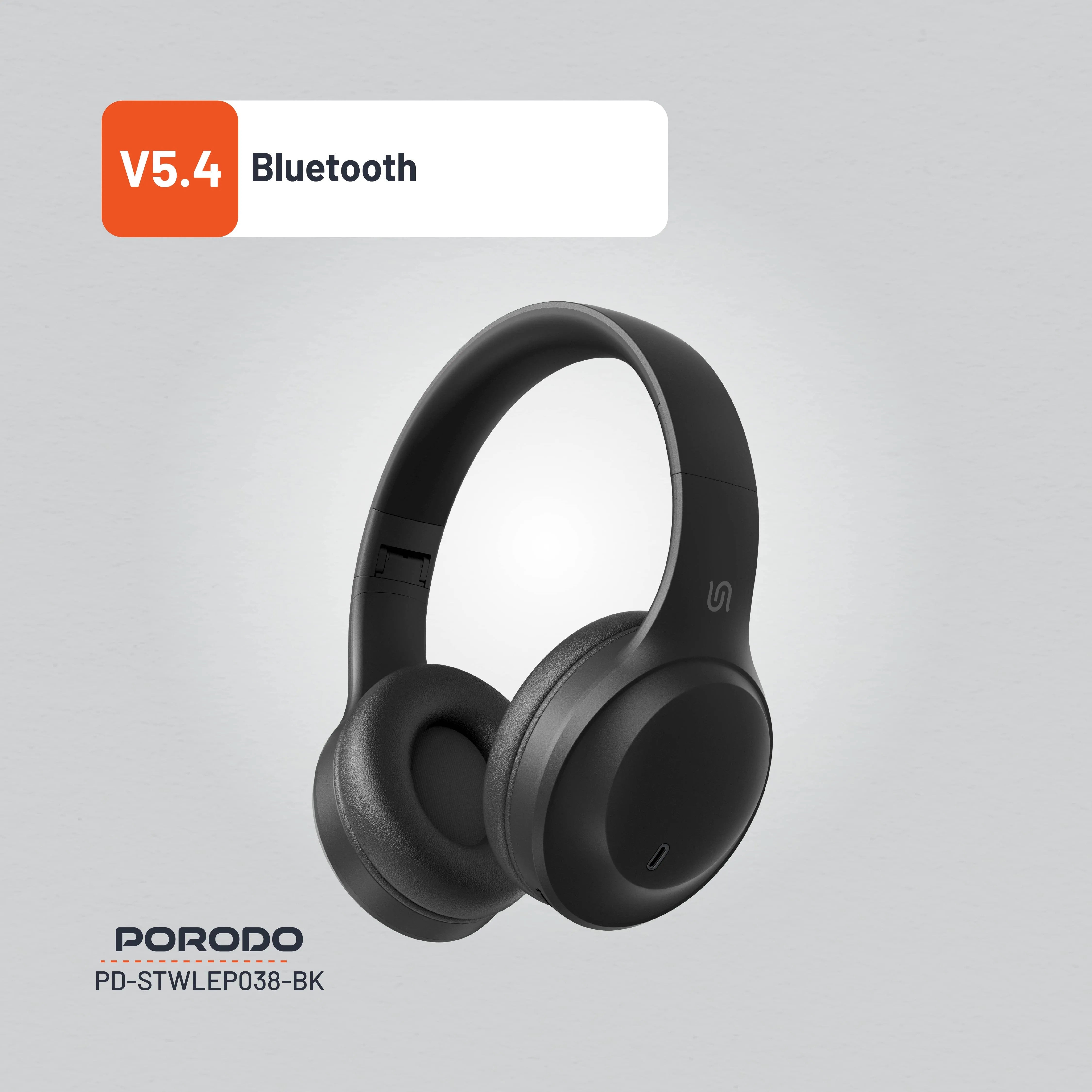 {PDSTWLEP038BK} Porodo Soundtec Wireless Headphones - Black