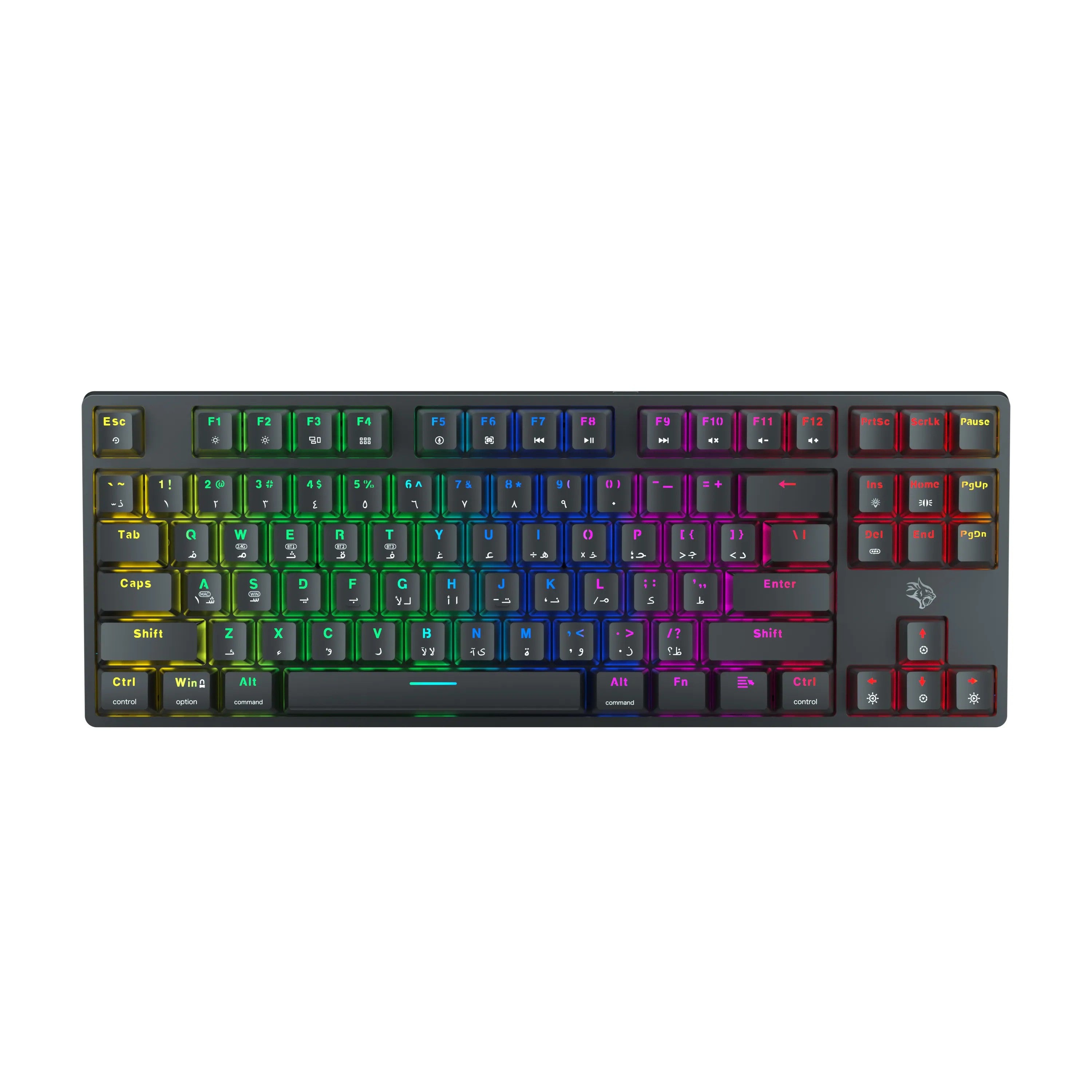 {PDX220-RSW} Porodo Gaming 3in1 Wireless Mechanical Keyboard TKL Gateron Pro Switch (Red) - Black