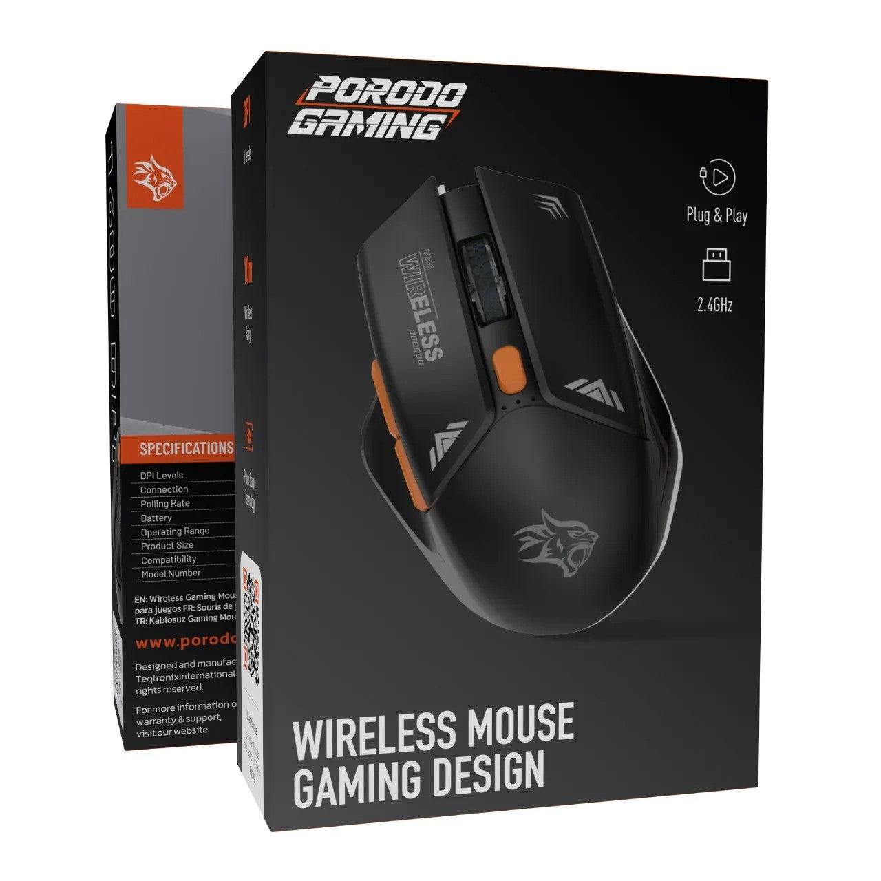 {PDX323BK} Porodo Gaming 2in1 2.4G Wireless Mouse DPI 1600 - Black