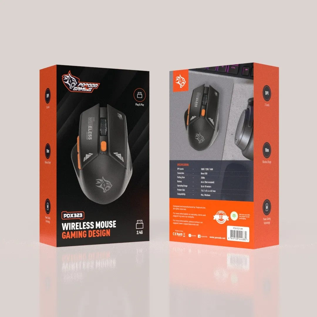 {PDX323BK} Porodo Gaming 2in1 2.4G Wireless Mouse DPI 1600 - Black