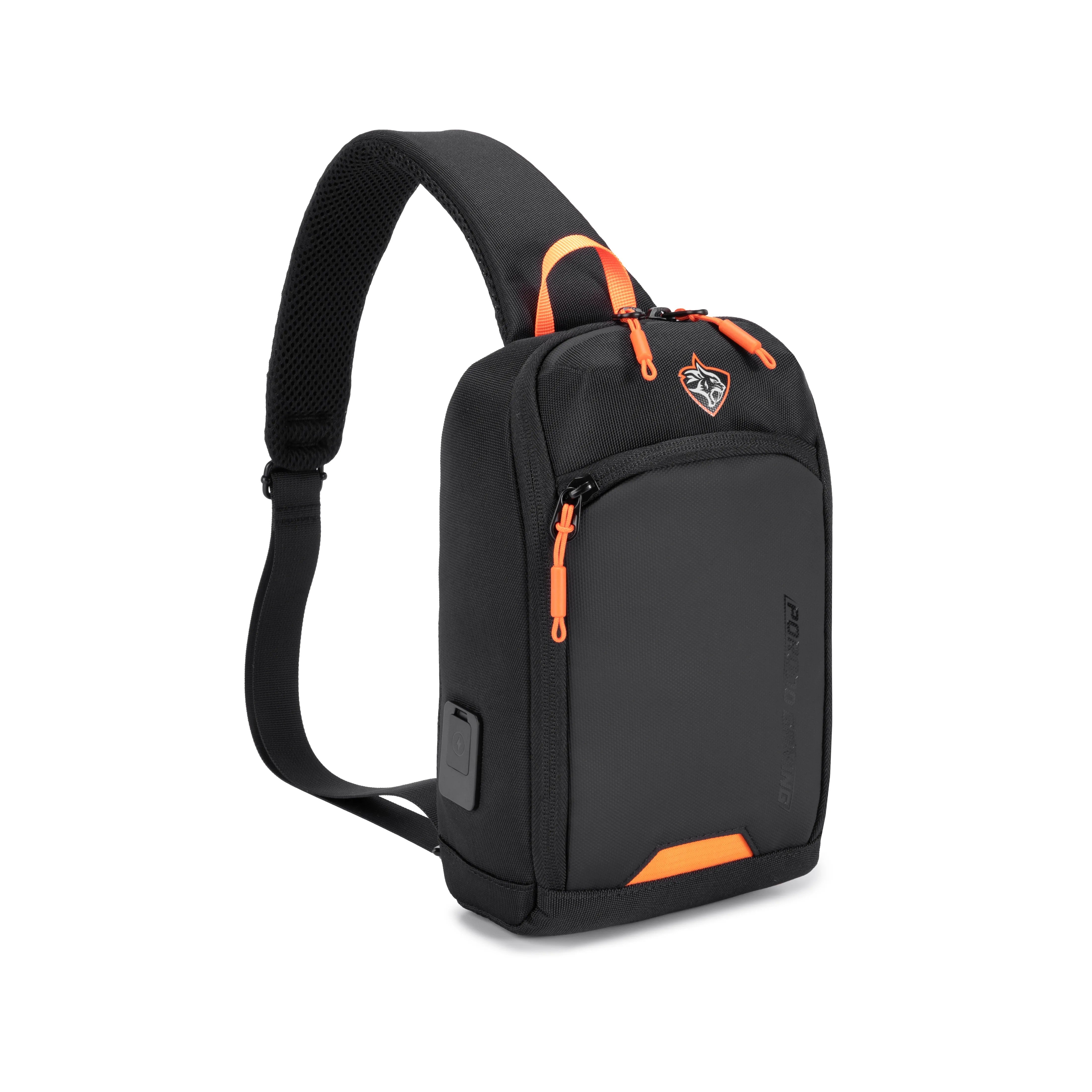 {PDX557} Porodo Gaming WaterResistant PU Side Bag with USB-C Port - Black