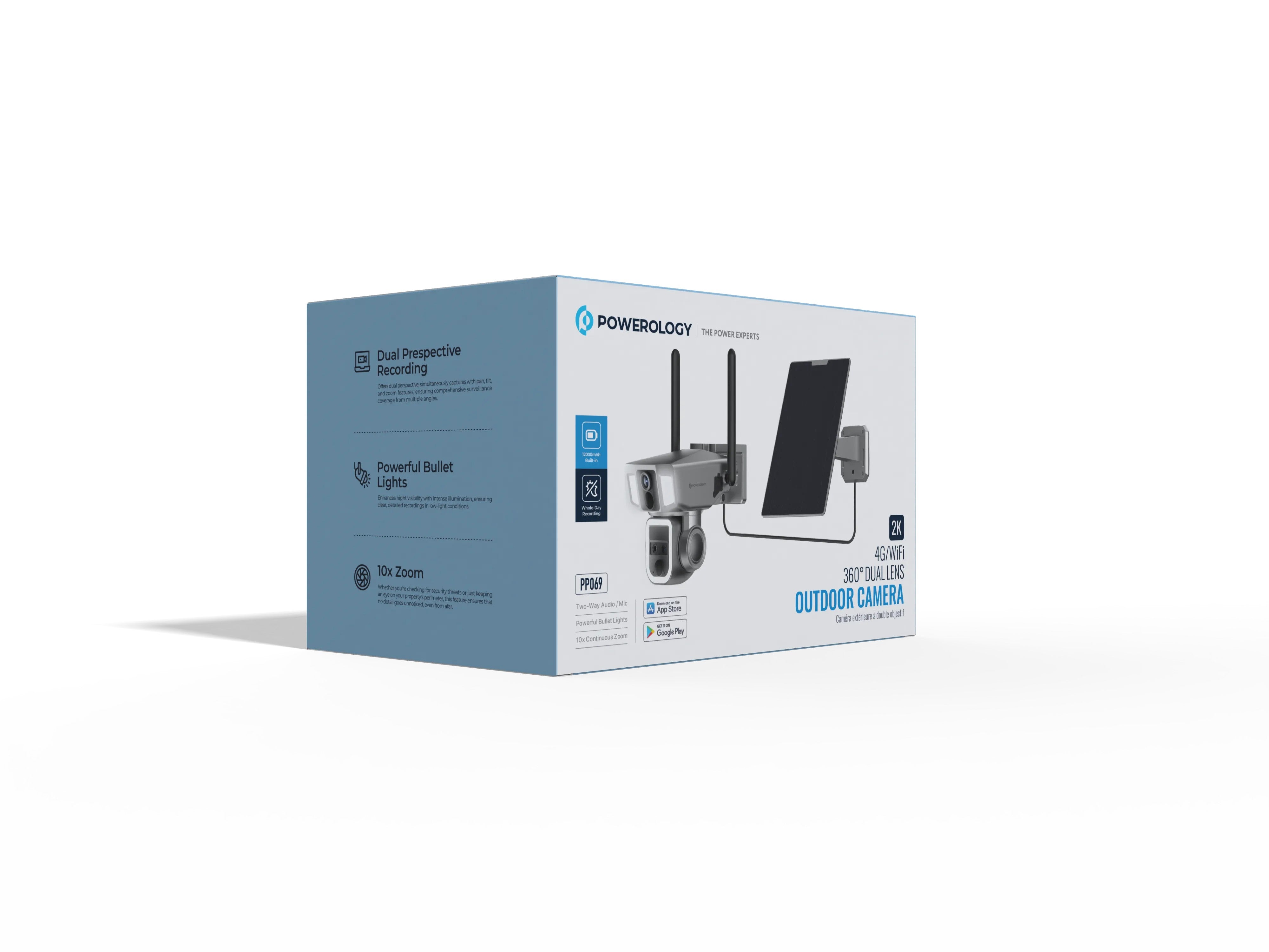 {PPBCHA69-BK} Powerology 4G/WIFI 10x Zoom 2MP+2MP 360° Ultimate Versatile Camera - Black