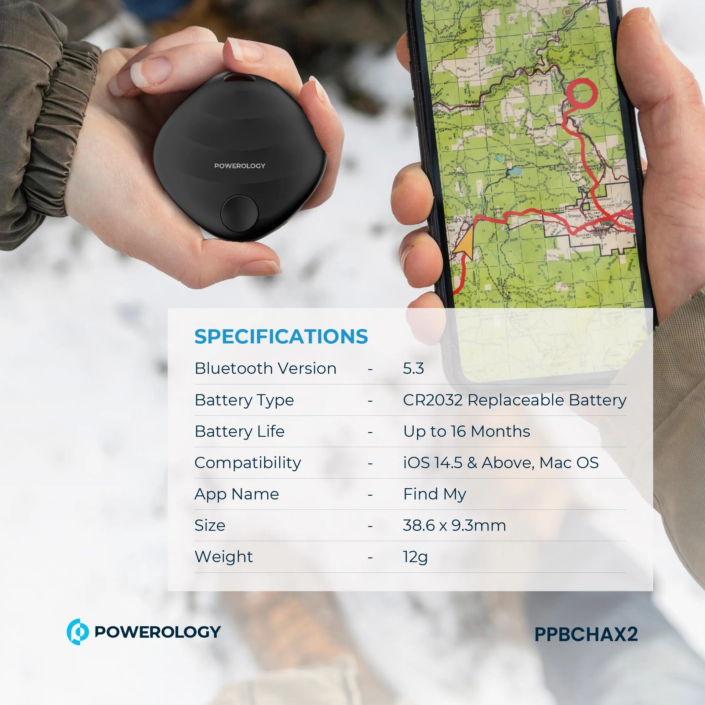 {PPBCHAX2} Powerology Smart Tag Accelerometer Built-in Speaker - Black