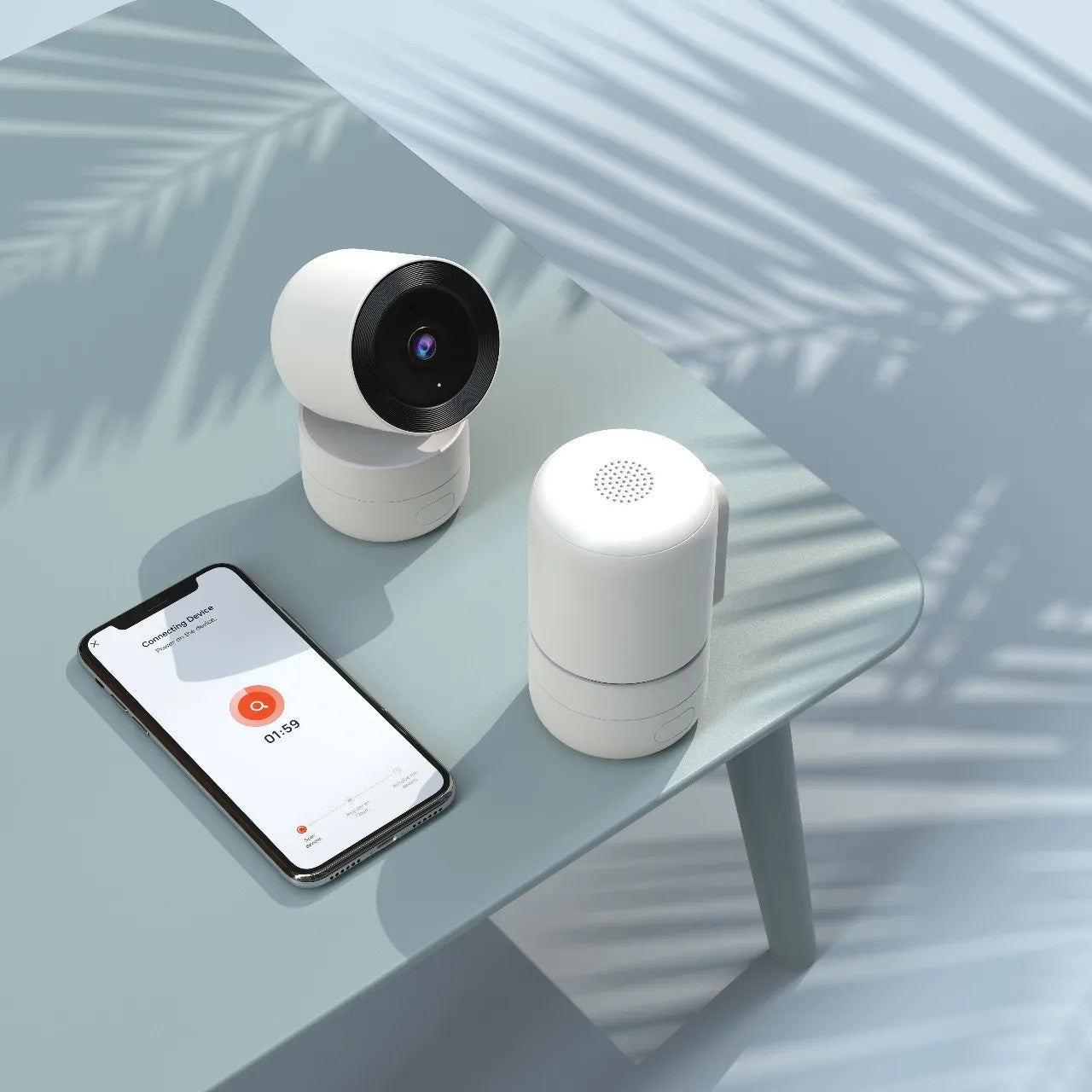 {PSM015} Powerology 4MP Indoor Camera BT 2.4Ghz/5Ghz Dual-Band WiFi 256GB - White