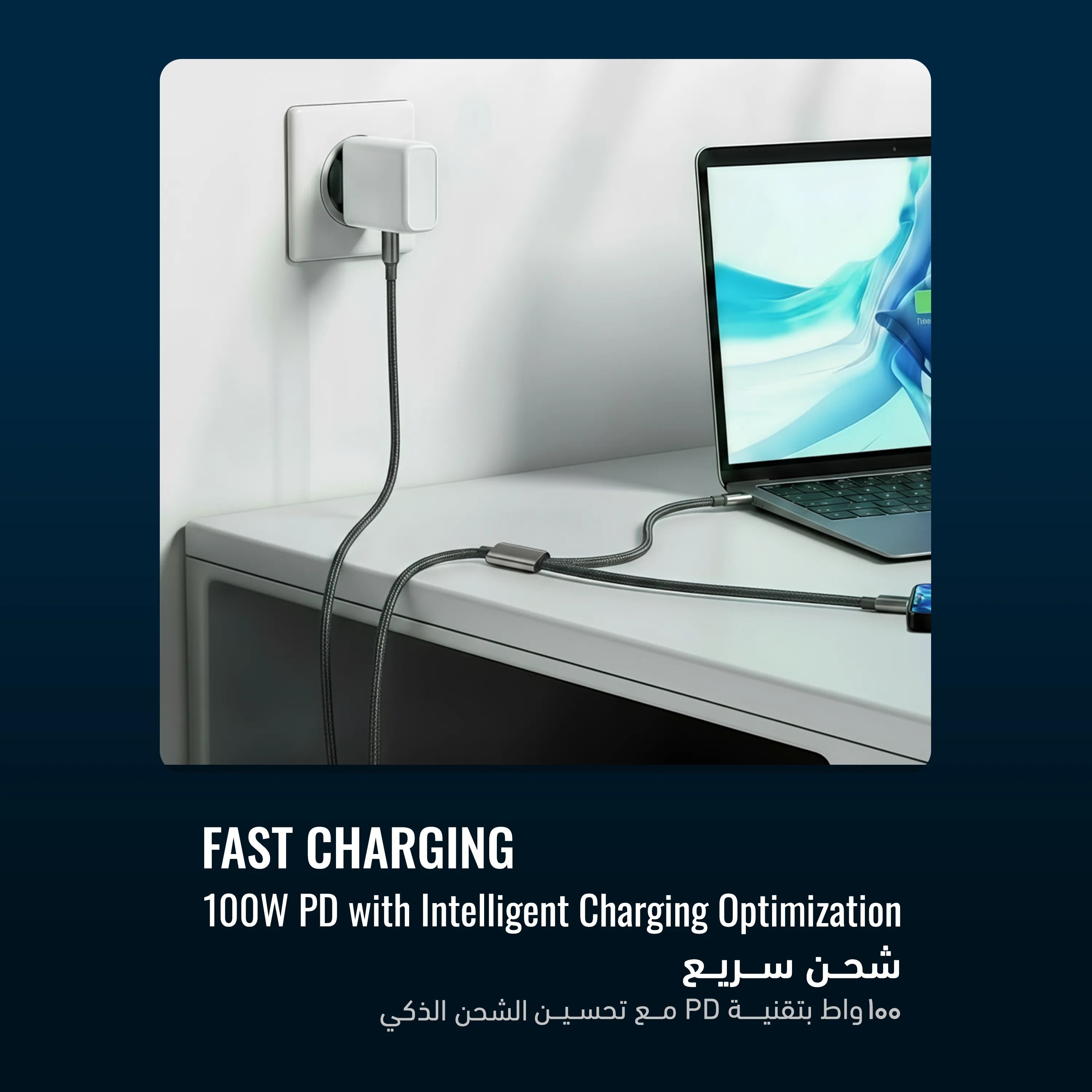 {PWDC100DGY} Powerology Zinco Series 2-In-1 Dual USB-C Cable - Dark Gray