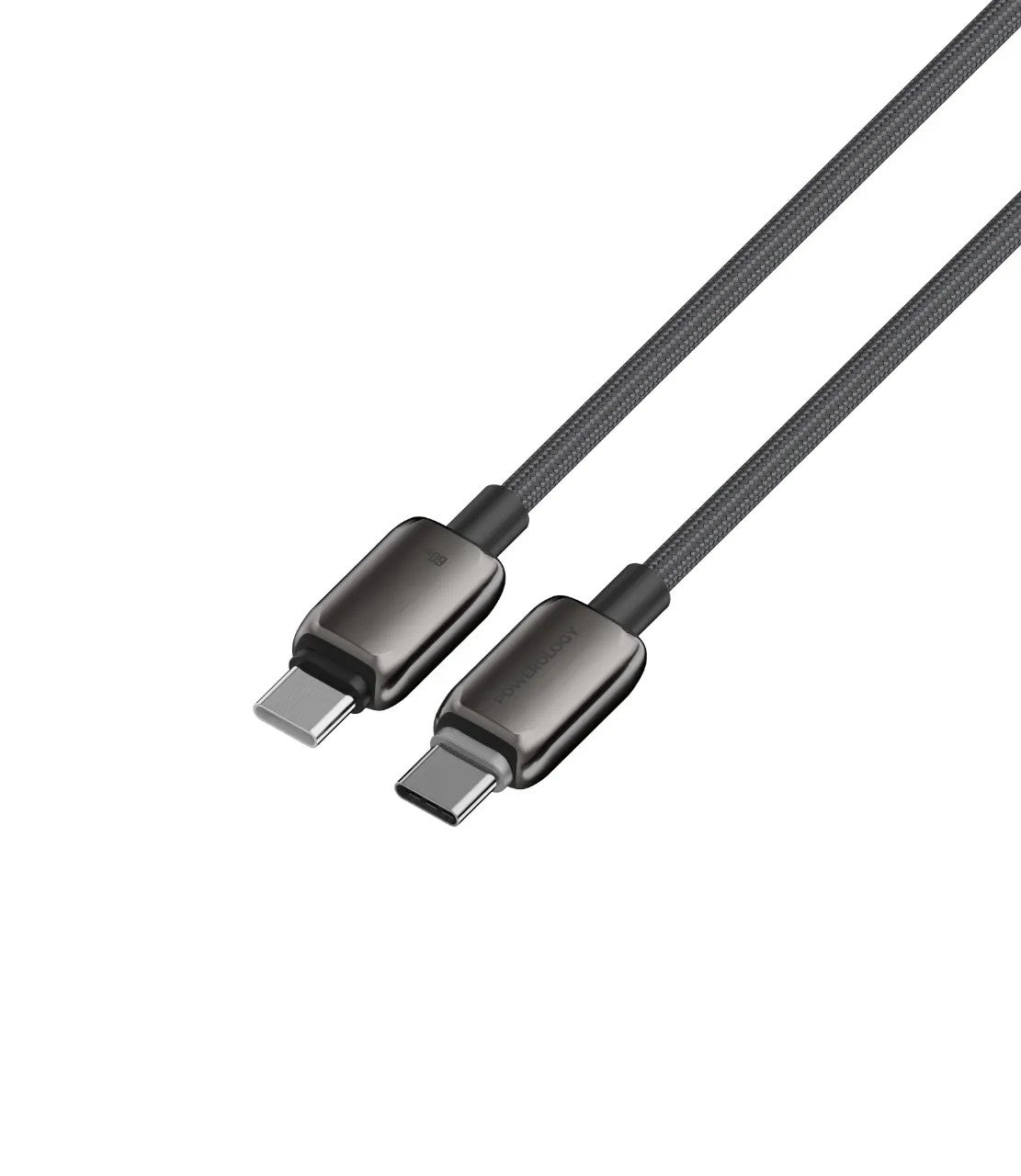 {PWDC60DGY} Powerology Zinco Series USB-C To USB-C - Dark Gray