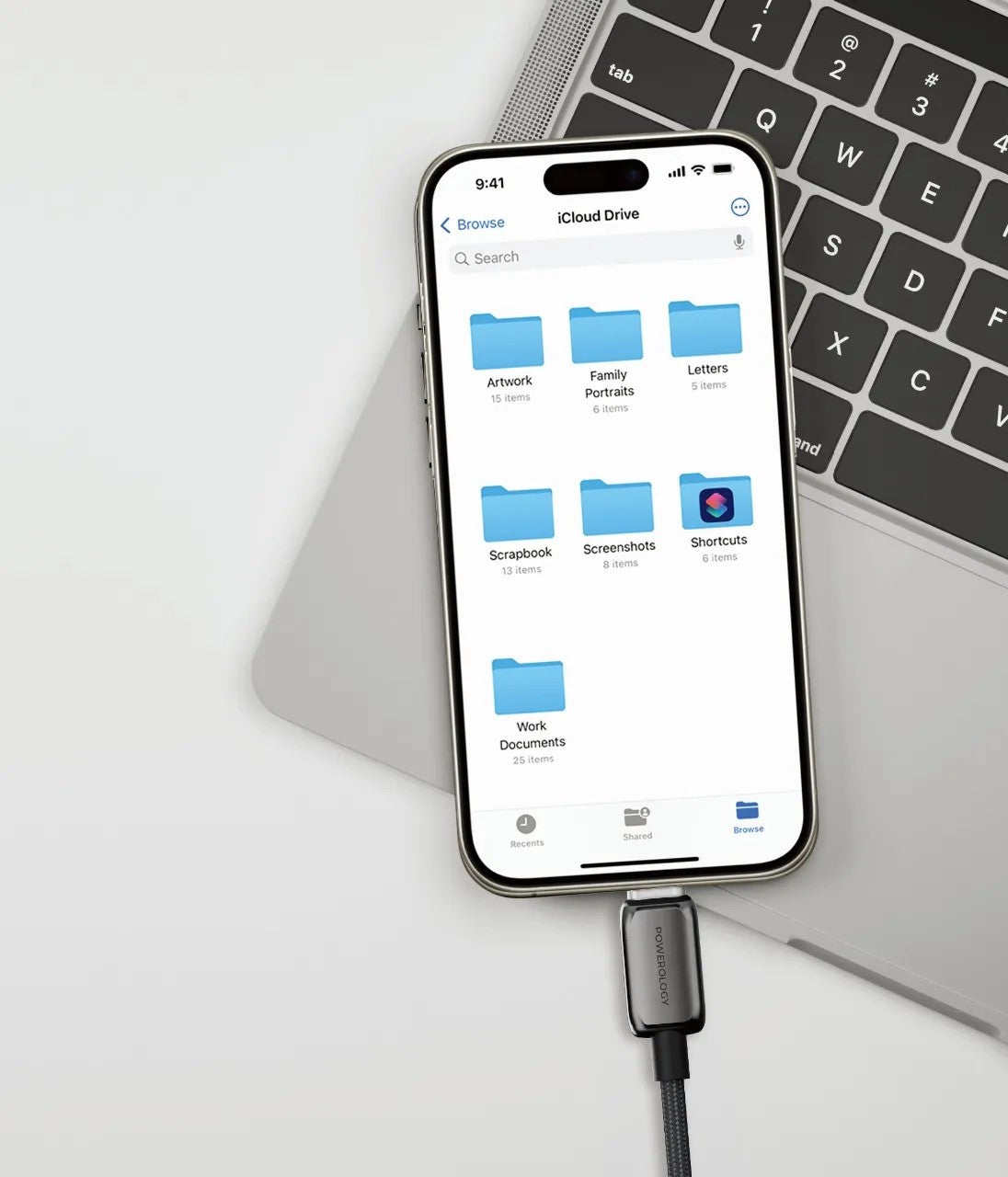 {PWDC60DGY} Powerology Zinco Series USB-C To USB-C - Dark Gray